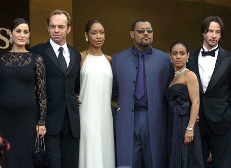 Carrie-Anne Moss, Hugo Weaving, Laurence Fishburne, Jada Pinkett Smith, and Keanu Reeves - The 2003 Cannes Film Festival "Matrix Reloaded" premiere, May 15, 2003