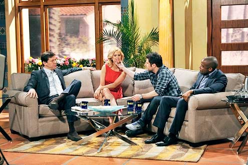 Psych - Season 8 - "Cloudy with a Chance of Improvement" - Carlos Jacott, Janet Varney, James Roday and Dule Hill